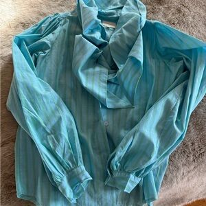 Maria de la Orden: Striped Teal Blouse